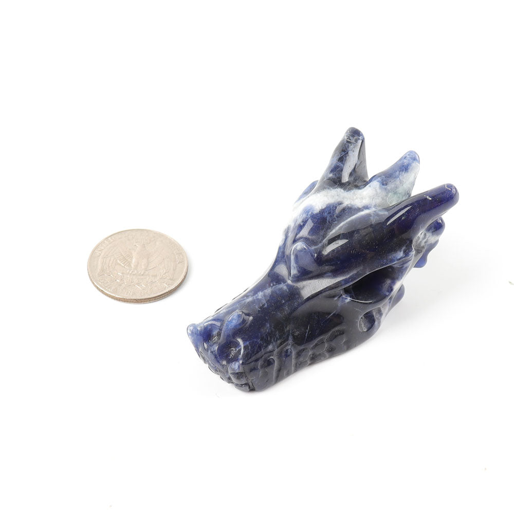 Sodalite Crystal Dragon Head Carving 2.57in Spiritual Figurine