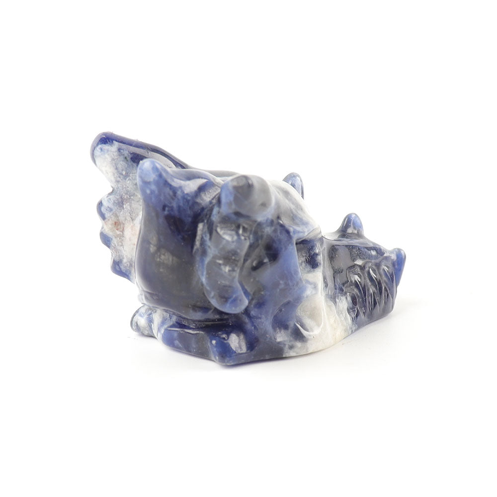 Sodalite Crystal Dragon Head Carving 2.57in Spiritual Figurine