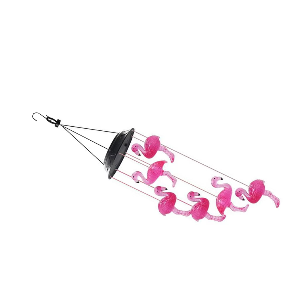 Pink Flamingo Wind Chime with Black Top for Solar Outdoor Decor Light