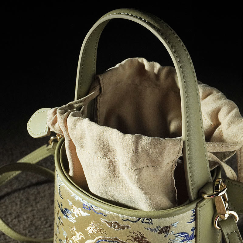 Song Brocade Crane Deer Crossbody Bag for Spiritual Harmony