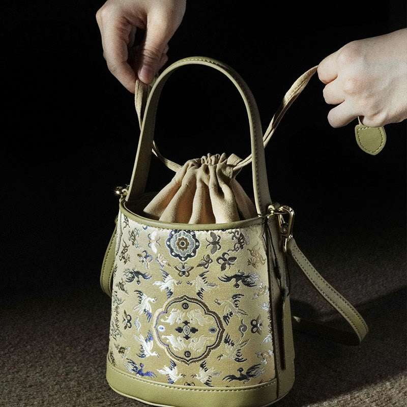 Song Brocade Crane Deer Crossbody Bag for Spiritual Harmony