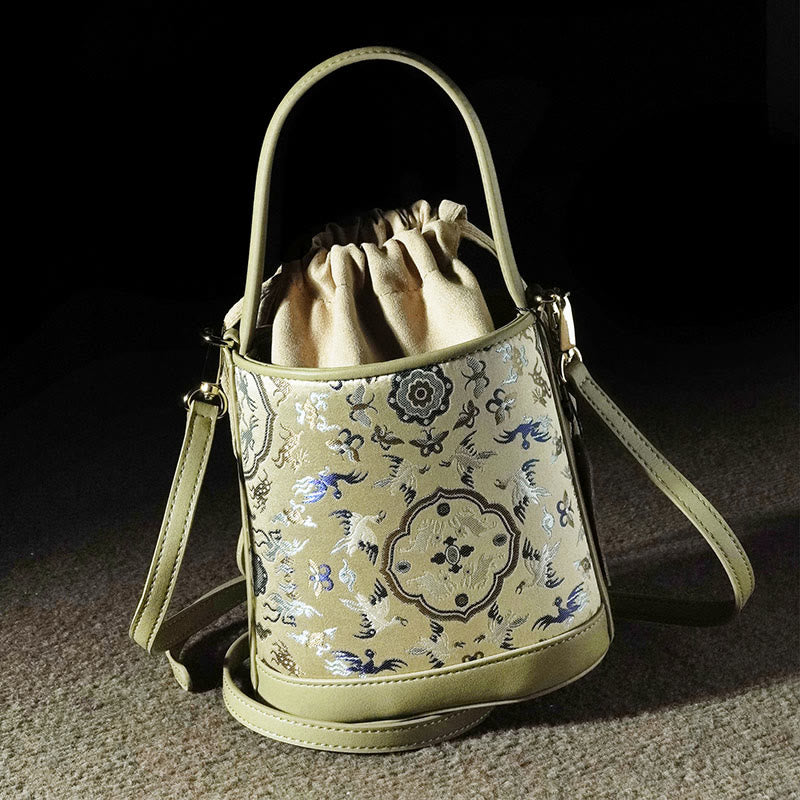 Song Brocade Crane Deer Crossbody Bag for Spiritual Harmony