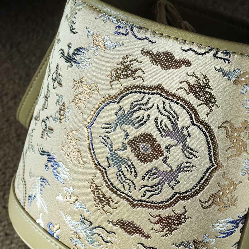 Song Brocade Crane Deer Crossbody Bag for Spiritual Harmony