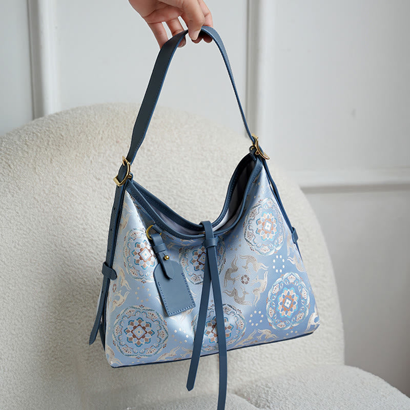 Song Brocade Crossbody Bag with Crane Deer Butterfly Embroidery