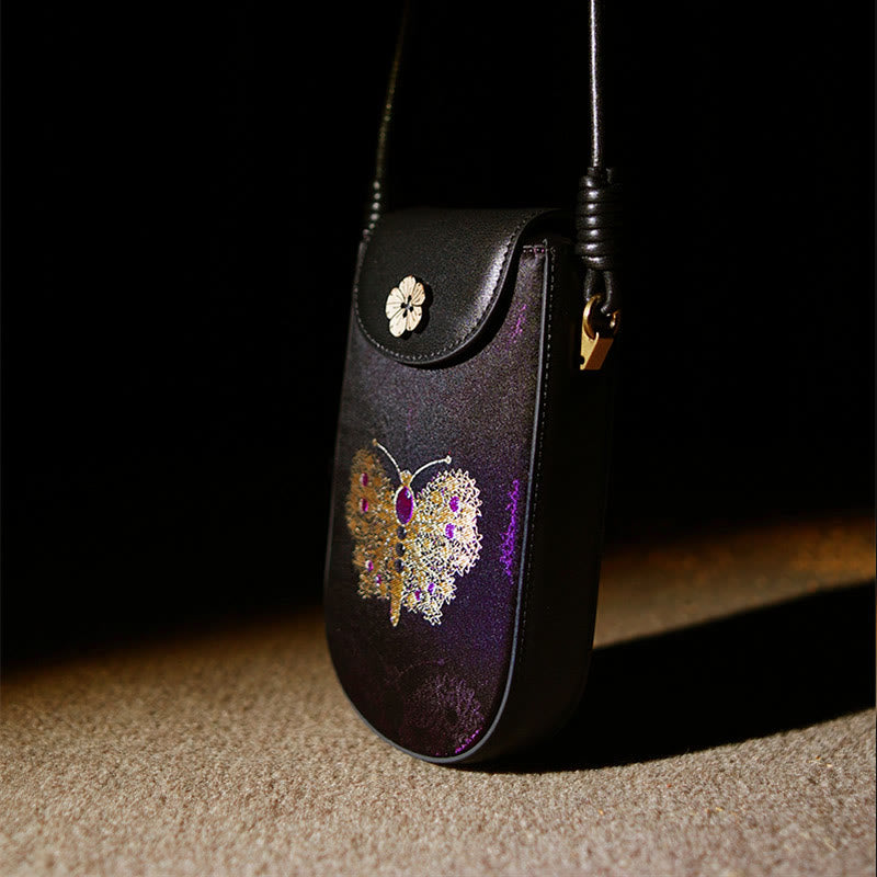 Song Brocade Retro Flower Butterfly Shoulder Bag