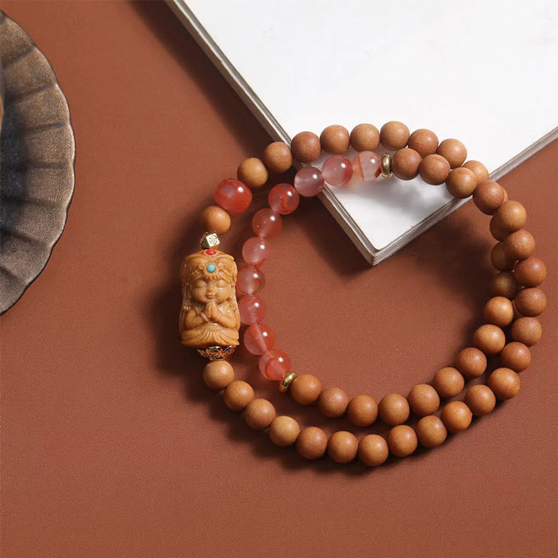 South Red Agate Sandalwood Bracelet for Wealth and Protection