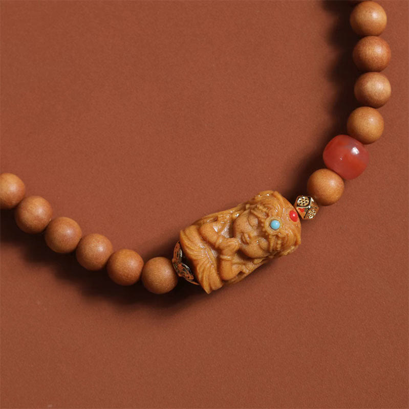 South Red Agate Sandalwood Bracelet for Wealth and Protection