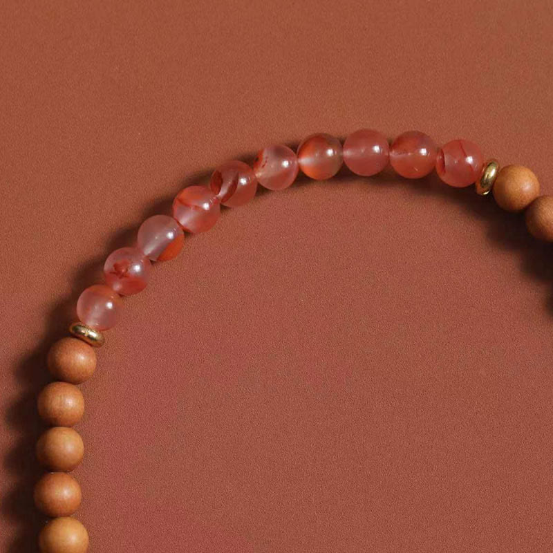 South Red Agate Sandalwood Bracelet for Wealth and Protection