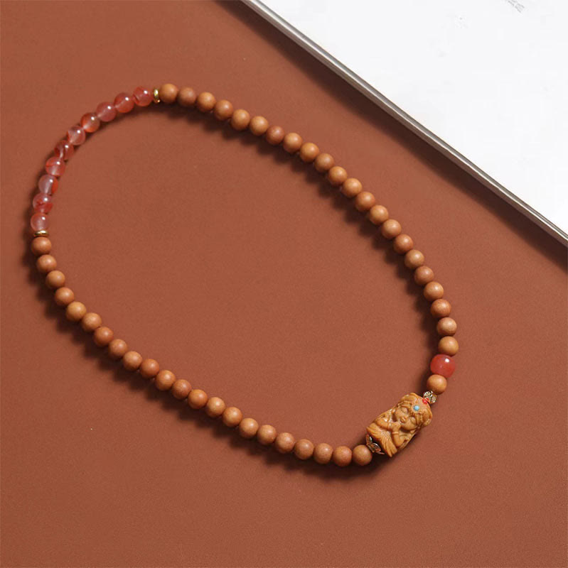 South Red Agate Sandalwood Bracelet for Wealth and Protection