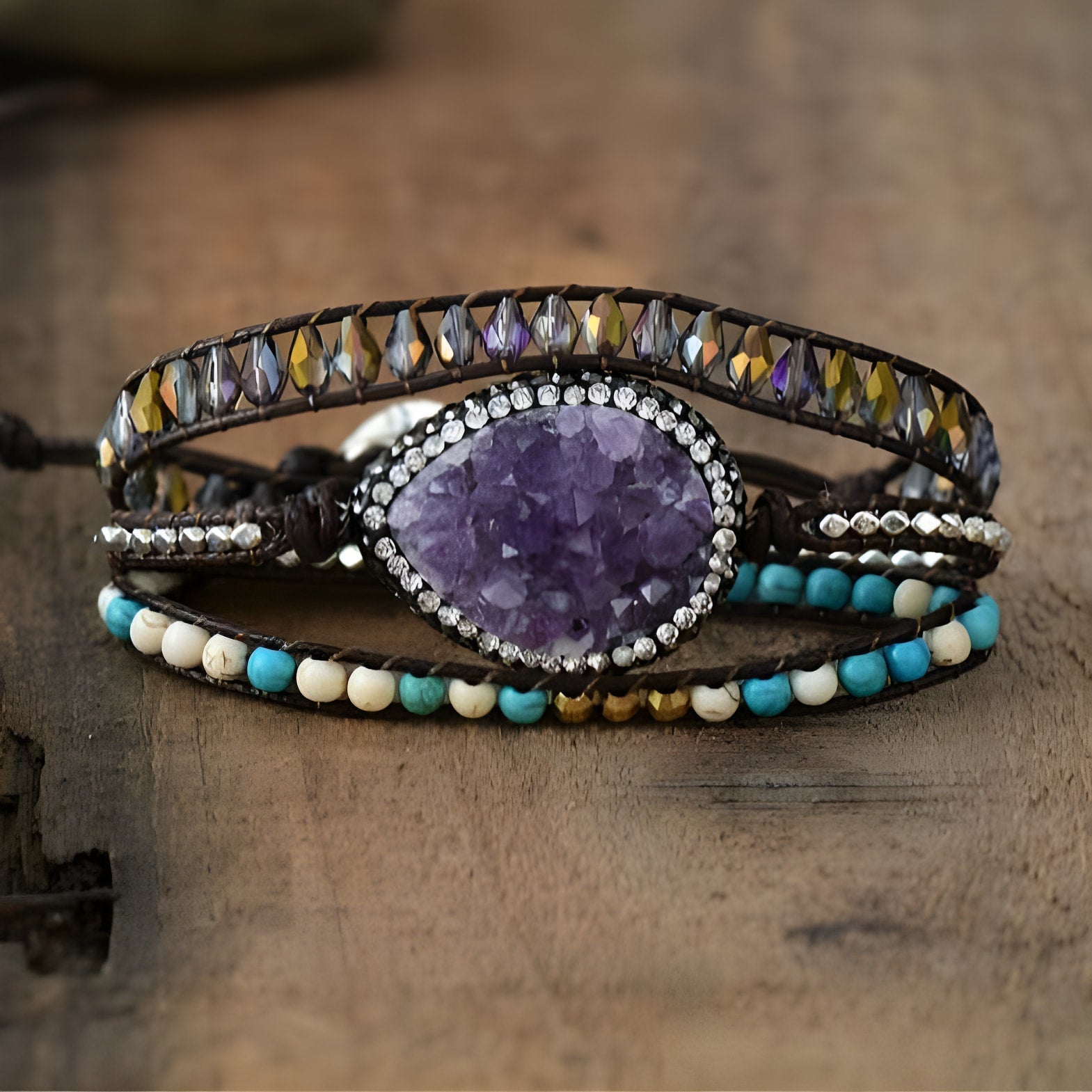 Spiritual Amethyst Druzy Bracelet for Balance