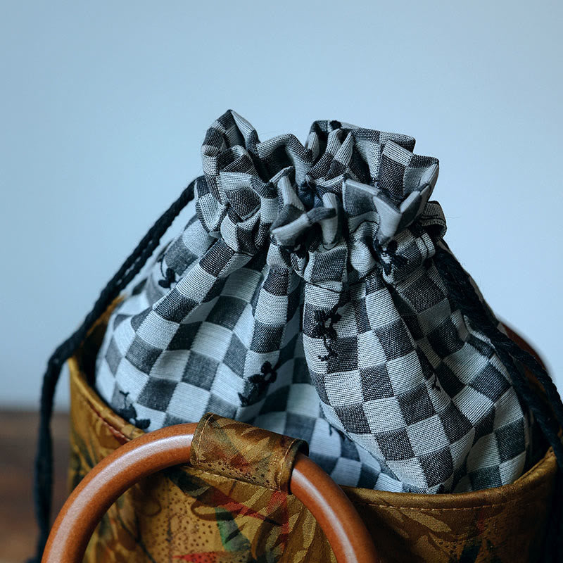 Spiritual Bamboo Leaf Butterfly Wood Handle Handbag