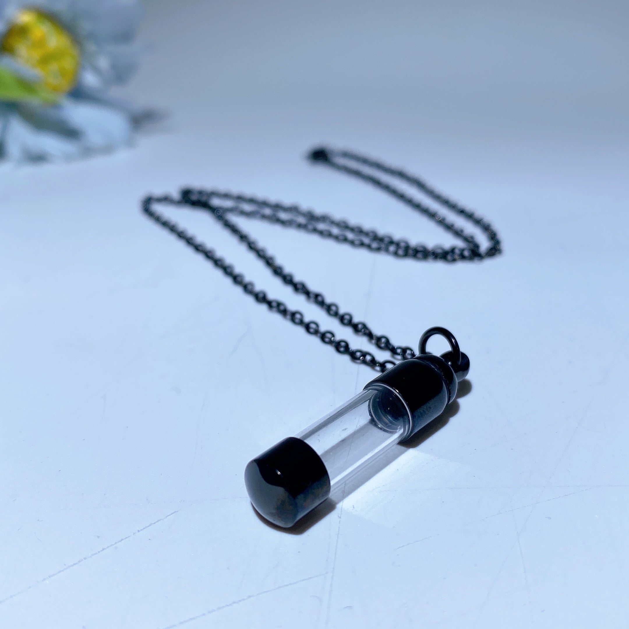 Spiritual Crystal Jar Necklace Black Gold Silver 8mm 11mm
