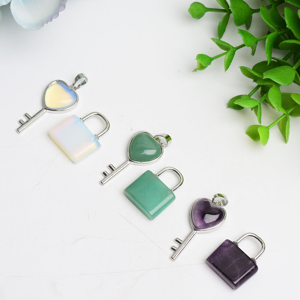 Spiritual Crystal Key and Locker Pendant Healing Necklace