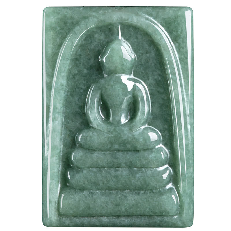 Square Jade Buddha Necklace for Prosperity and Spiritual Balance