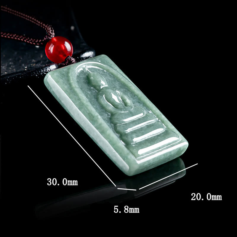 Square Jade Buddha Necklace for Prosperity and Spiritual Balance