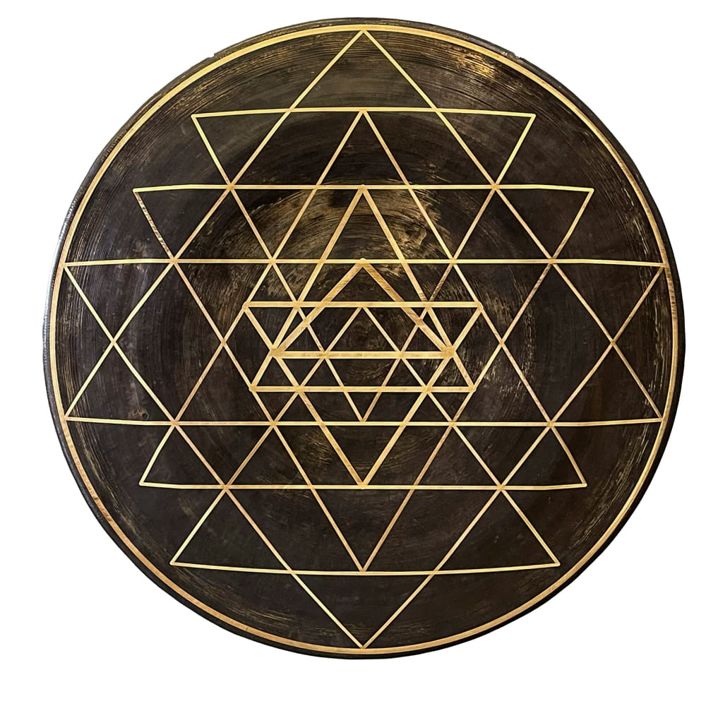 Sri Yantra Engraved Chau Gong for Meditation - 22 Inch - 24’ - On sale