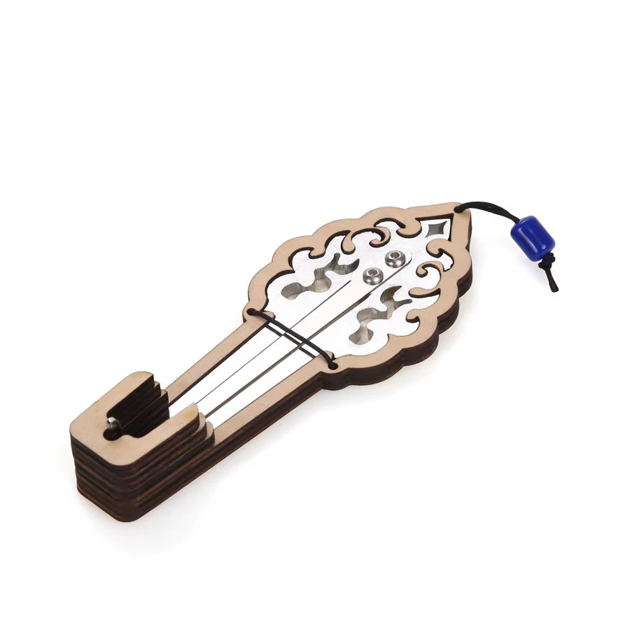 Decorative wooden key-shaped device with metal strings for Stainless Steel Jew’s Harp