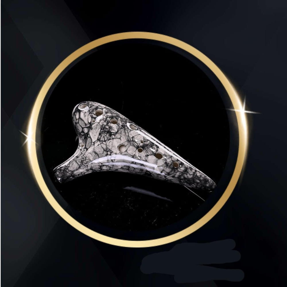 Ornate diamond-encrusted bird head brooch featured in Starry Sky 12 Hole Ocarina Flute