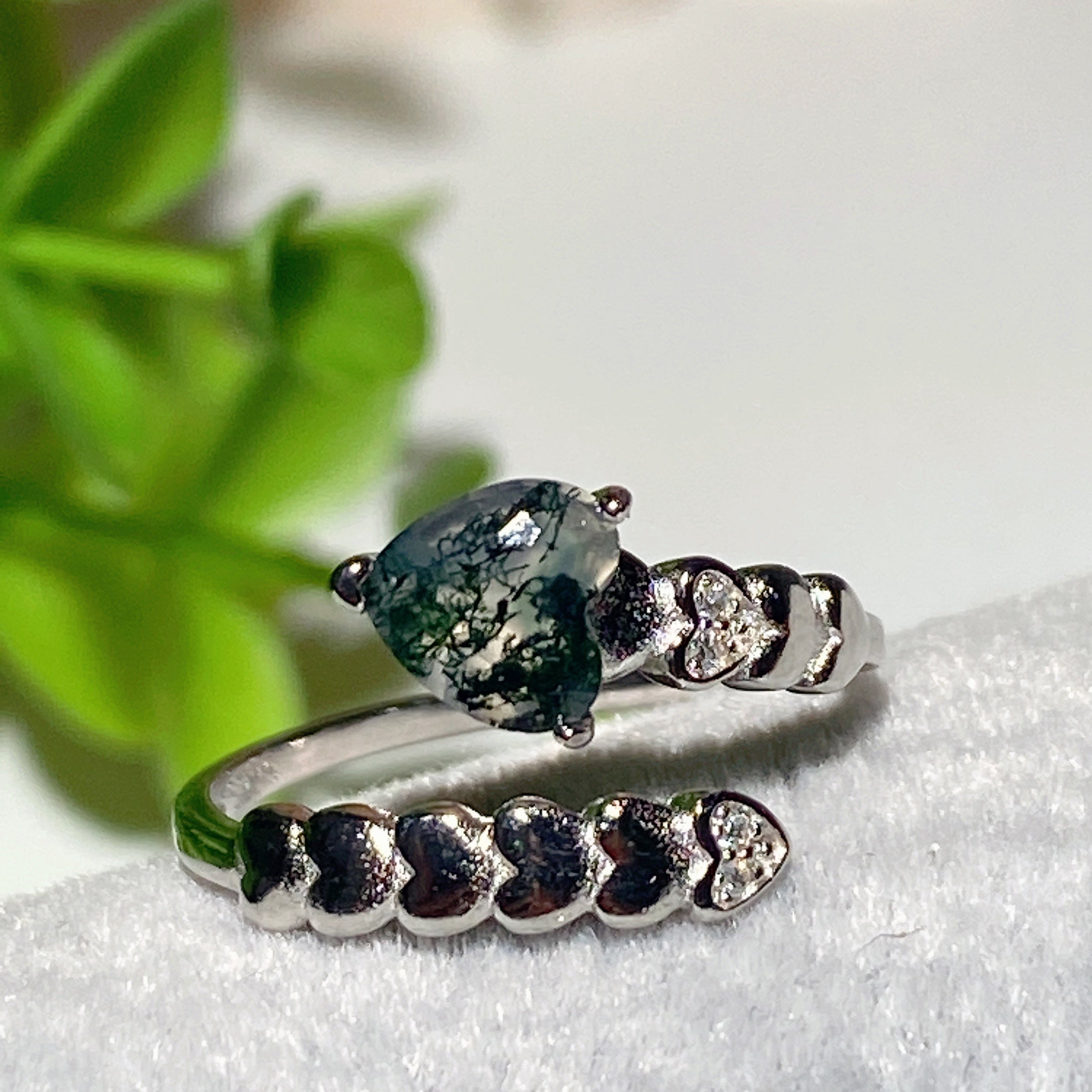 Sterling Silver Blue Topaz Crystal Healing Ring 6x15mm