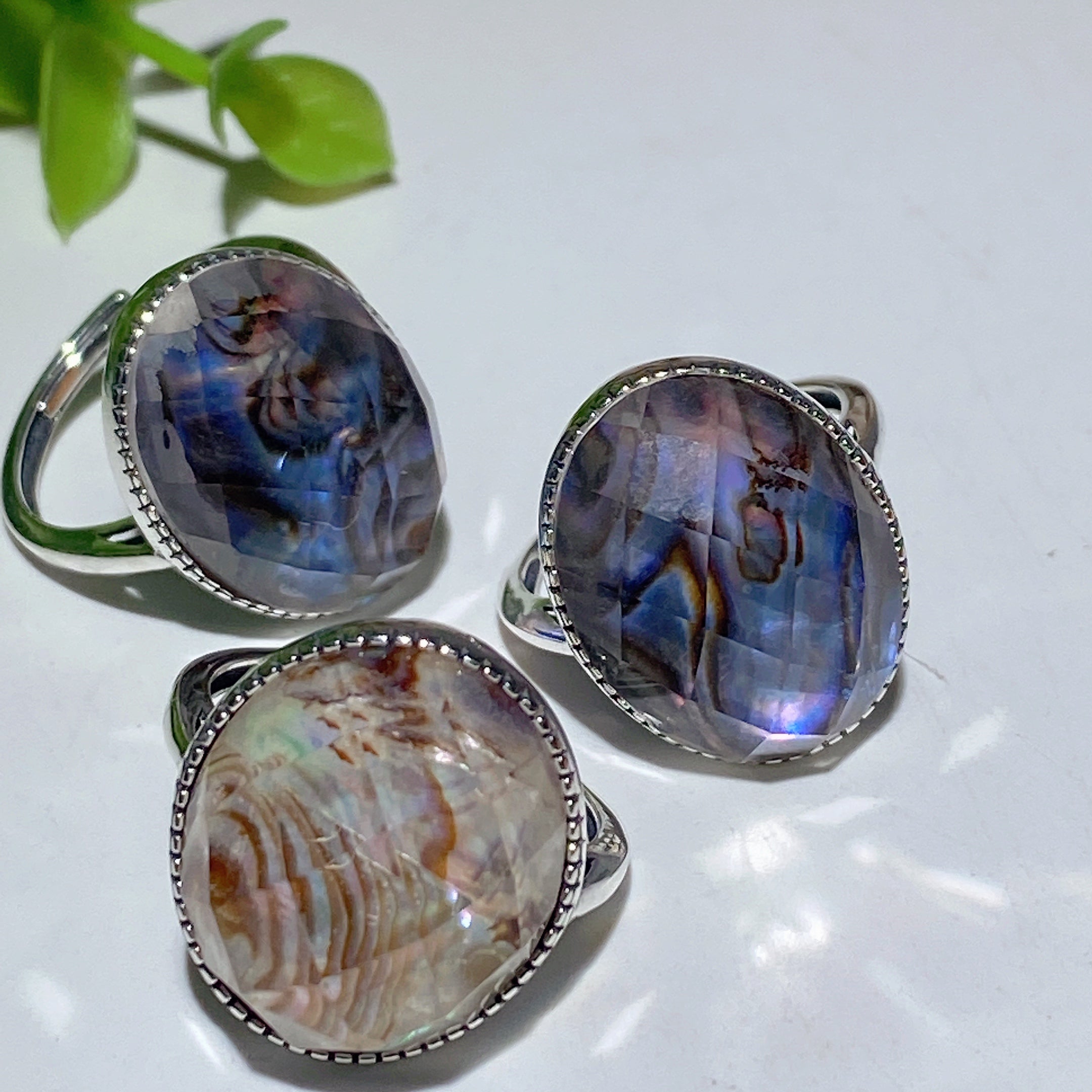 Sterling Silver Blue Topaz Crystal Healing Ring 6x15mm