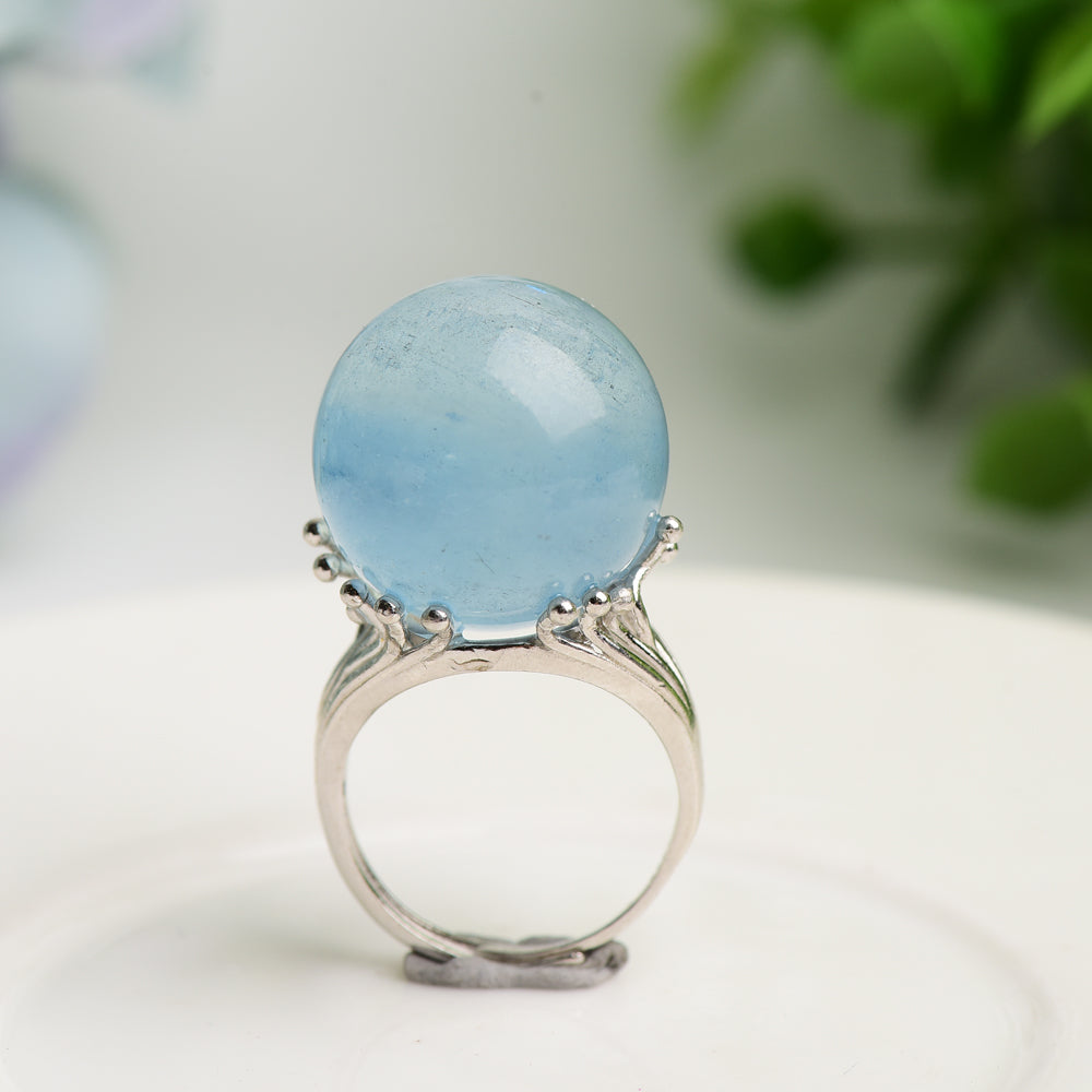 Sterling Silver Crystal Healing Rings with Natural Specimens