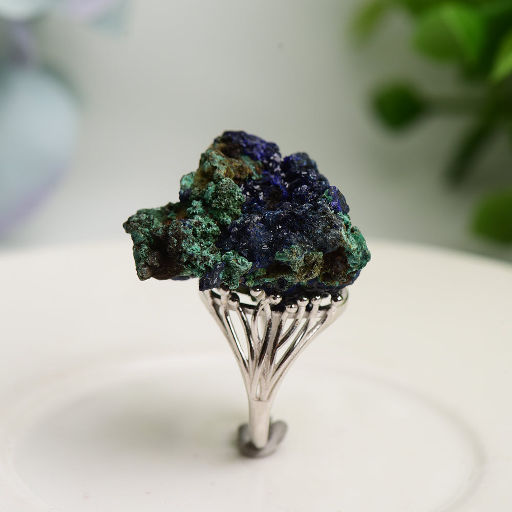 Sterling Silver Crystal Healing Rings with Natural Specimens