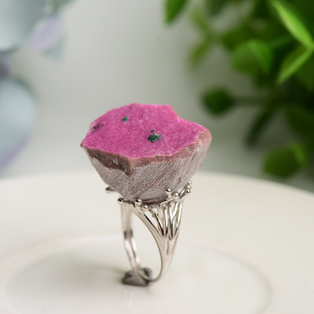 Sterling Silver Crystal Healing Rings with Natural Specimens