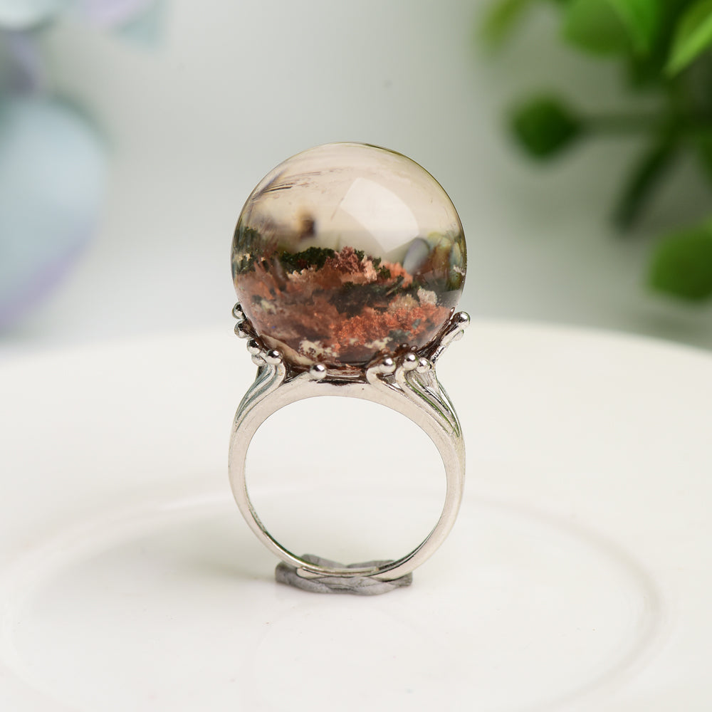 Sterling Silver Crystal Healing Rings with Natural Specimens