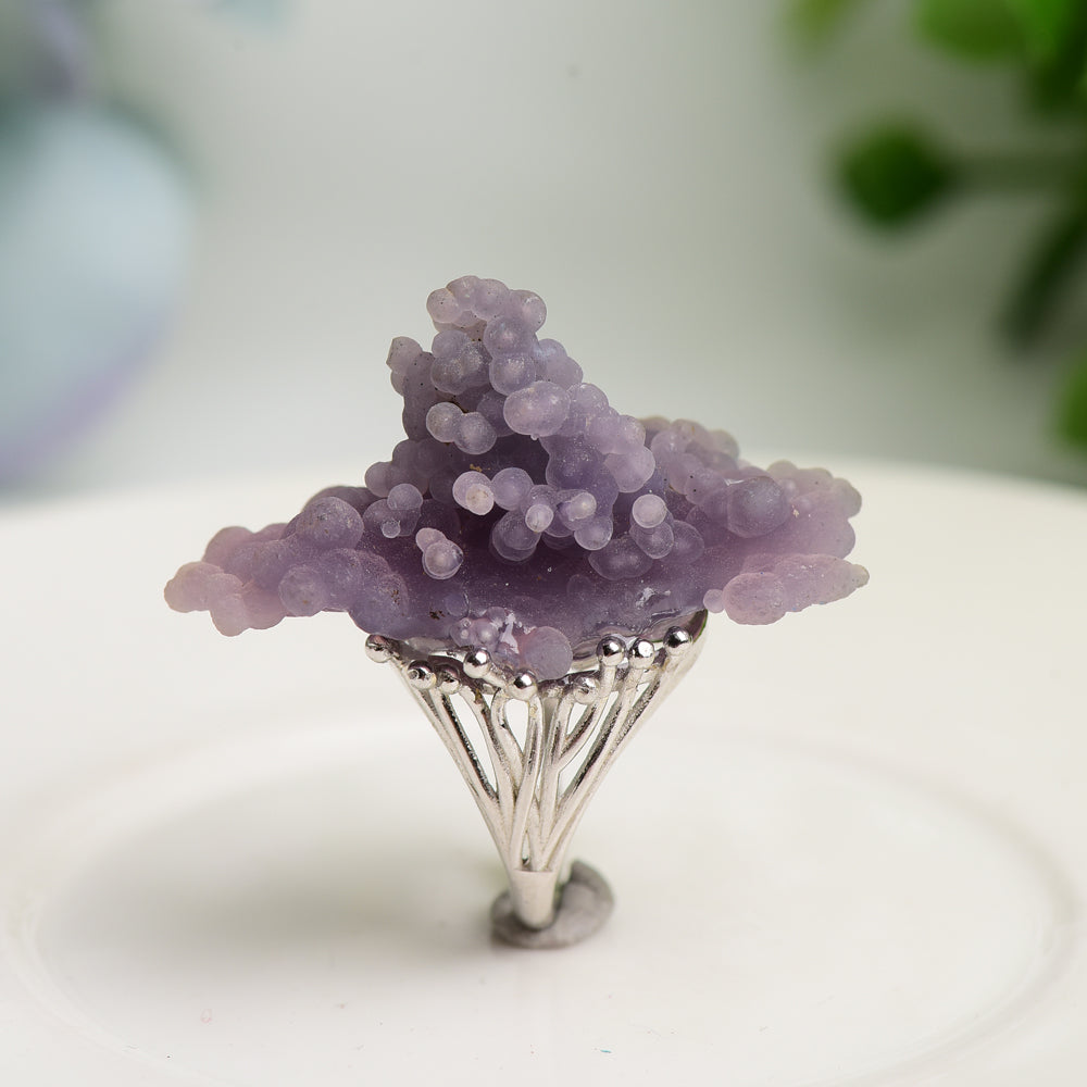 Sterling Silver Crystal Healing Rings with Natural Specimens