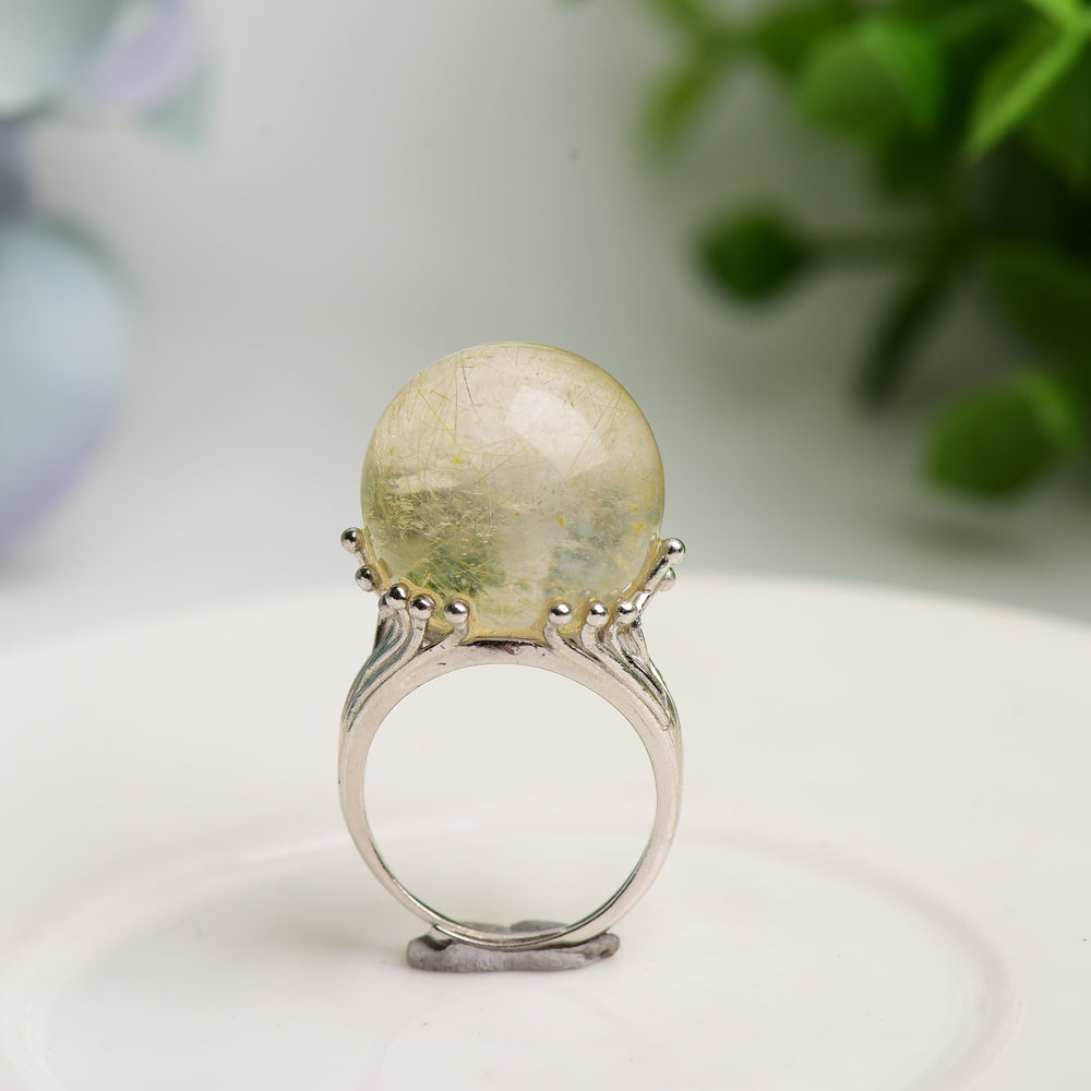 Sterling Silver Crystal Healing Rings with Natural Specimens