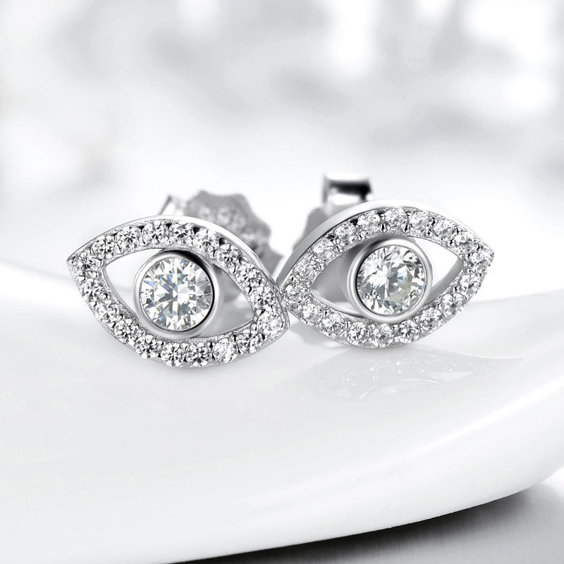 Sterling Silver Evil Eye Protection Stud Earrings