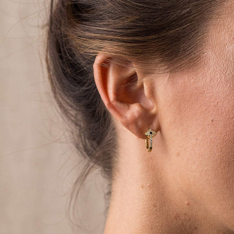 Sterling Silver Evil Eye Stud Earrings | Protection Symbol