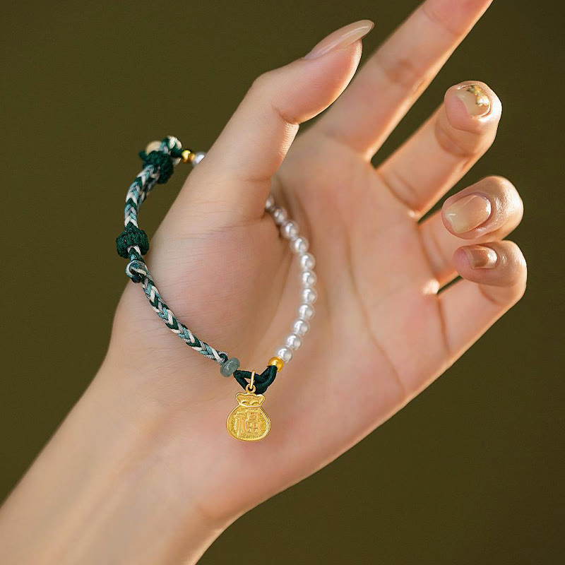 Sterling Silver Fu Pearl & Hetian Jade Wisdom Bracelet