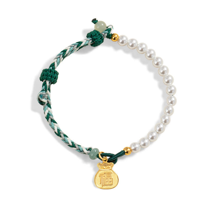 Sterling Silver Fu Pearl & Hetian Jade Wisdom Bracelet