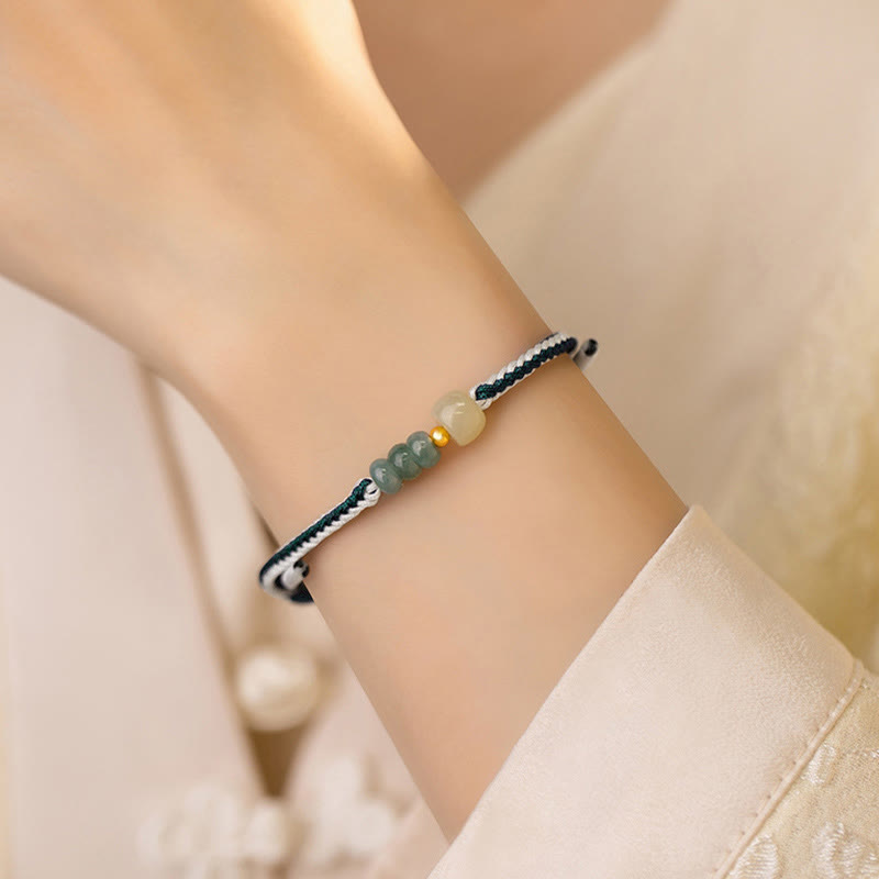 Sterling Silver Hetian Jade Abundance Bracelet 20cm