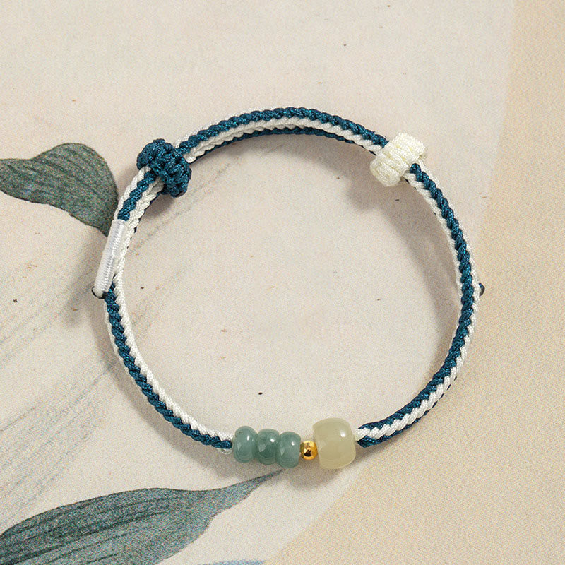 Sterling Silver Hetian Jade Abundance Bracelet 20cm