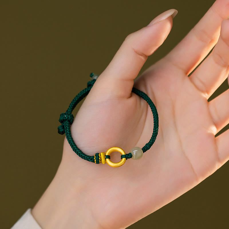 Sterling Silver Hetian Jade Peace Buckle Bracelet for Luck