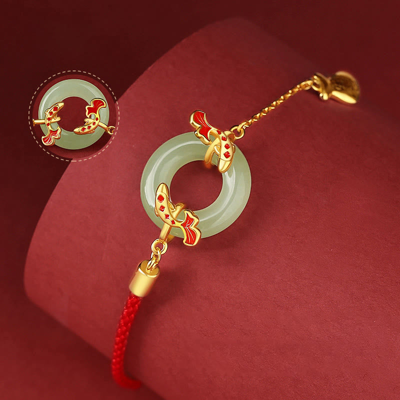 Sterling Silver Hetian White Jade Peace Buckle Bracelet