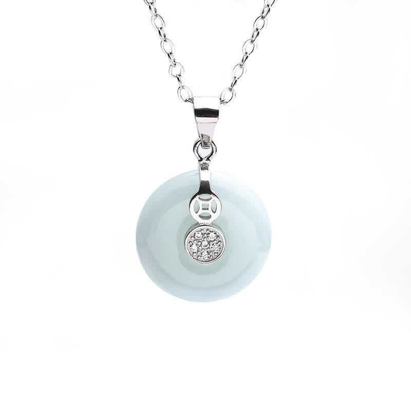 Sterling Silver Jade Peace Buckle Necklace for Luck