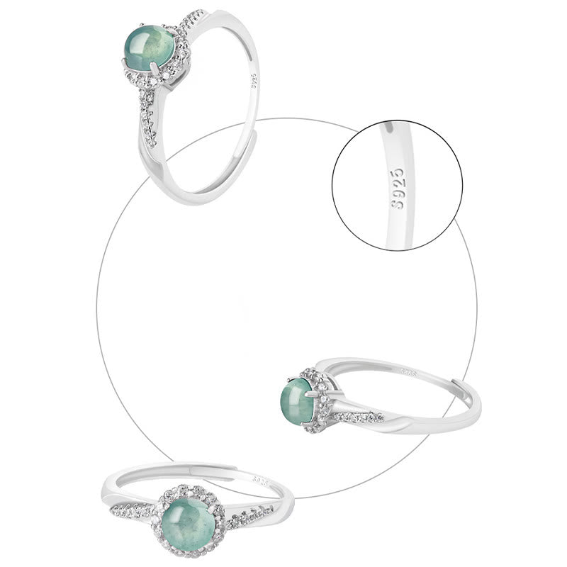 Sterling Silver Jade Prosperity Adjustable Ring