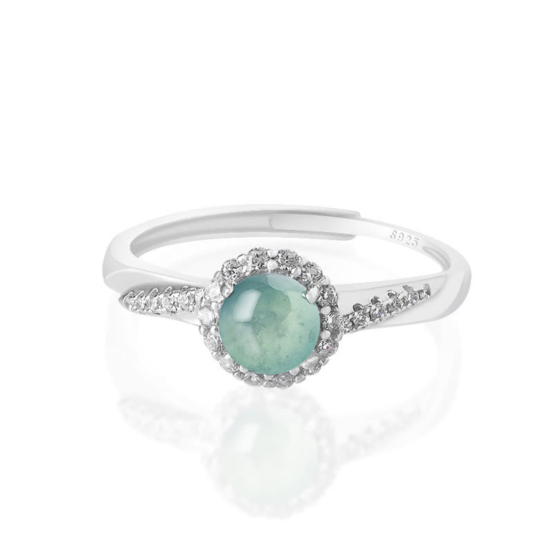 Sterling Silver Jade Prosperity Adjustable Ring