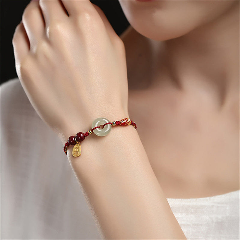 Sterling Silver Koi Fish Bracelet with Jade Peace Buckle