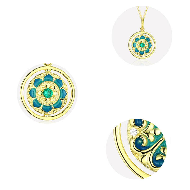 Sterling Silver Lotus Necklace 18.5mm for Enlightenment