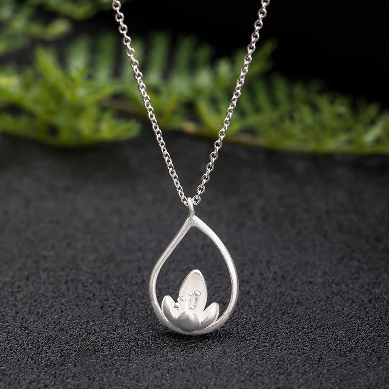 Sterling Silver Lotus Necklace for Rebirth & Enlightenment