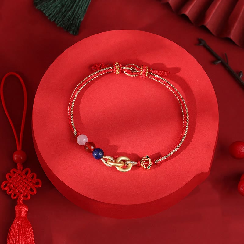 Sterling Silver Lotus Peace Buckle Bracelet for Protection