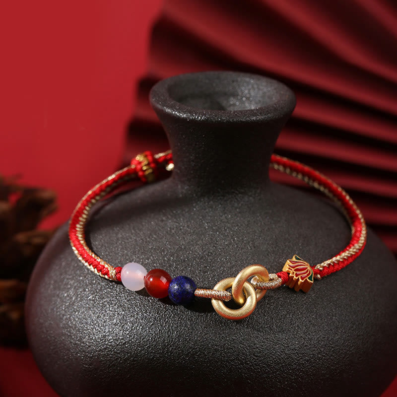 Sterling Silver Lotus Peace Buckle Bracelet for Protection