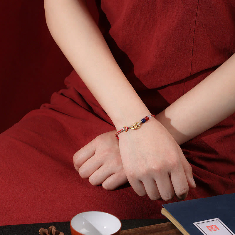 Sterling Silver Lotus Peace Buckle Bracelet for Protection