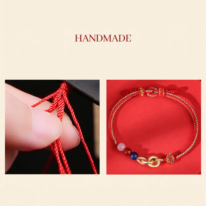 Sterling Silver Lotus Peace Buckle Bracelet for Protection