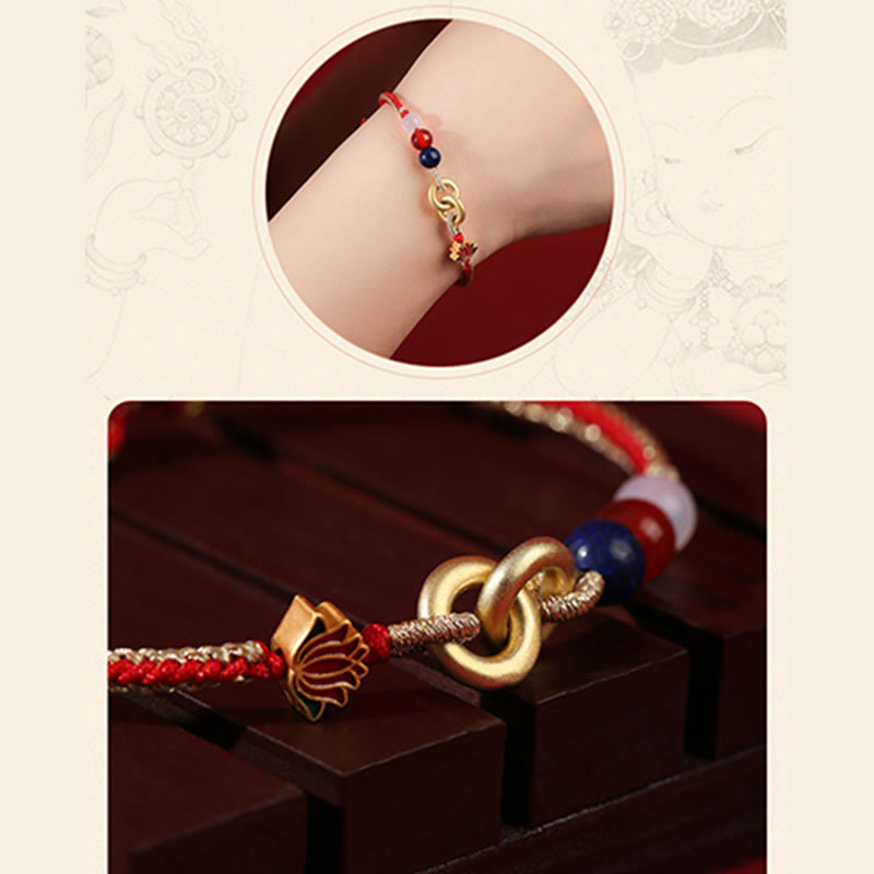 Sterling Silver Lotus Peace Buckle Bracelet for Protection