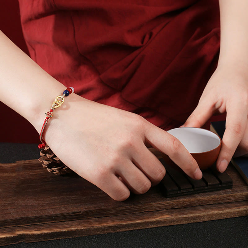 Sterling Silver Lotus Peace Buckle Bracelet for Protection